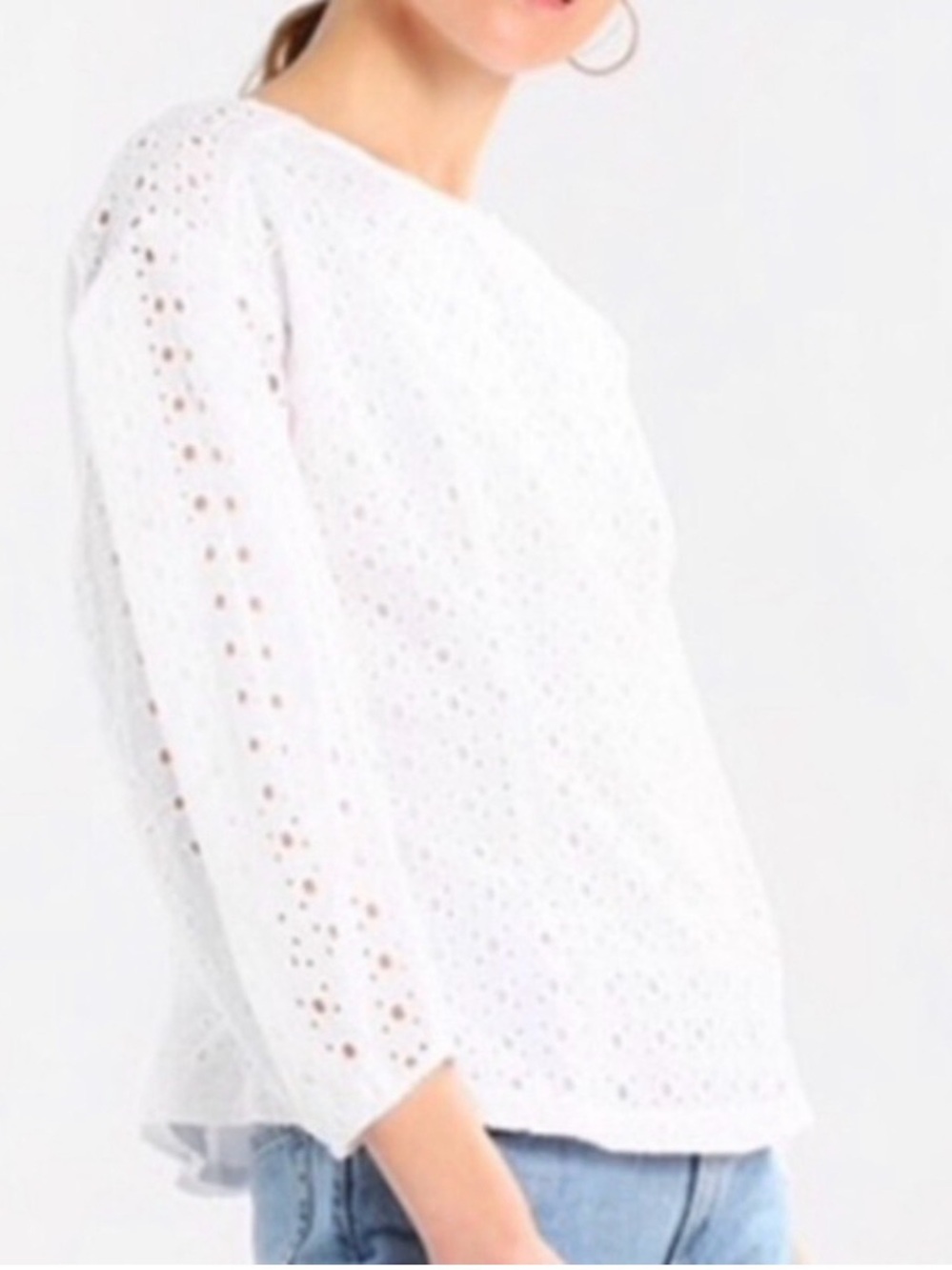Banana Republic White Eyelet Long Sleeve Blouse